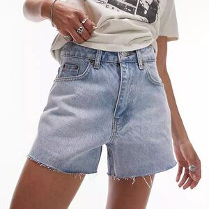 Topshop Light Wash, Mom Denim Shorts